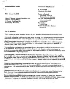 IRS Tax Exempt Status Determination Letter - TSC Alliance